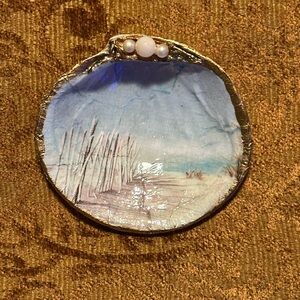 Handcrafted Decorative Shell with Beach Scene